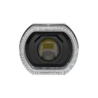 Nouveau phare de moto en aluminium de 45 pouces, 50W LED RGB avec effets de changement de couleur, design Angel-eye/demon-eye intégré