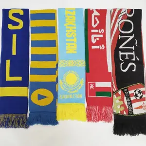 Custom acrylic jacquard knitted fans scarf wholesale sports football team scarf