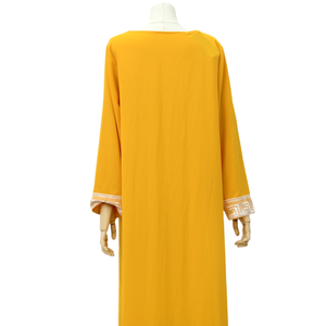 Robe musulmane pour femme Moyen Orient Abaya couleur unie broderie florale ceinture ethnique vêtements islamique caftan mode robe de soirée - Product Image 5