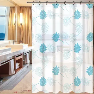 Hign Quality Custom Printing Flower PEVA Clear Plastic Shower Curtain Bathroom Product For Home