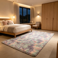 Tapis de salon de luxe moelleux, tapis shaggy tie-dye