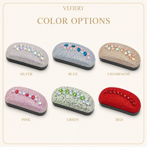 VEFIERY Estuche para gafas de sol cuadrado con diamantes de imitación, estuche brillante para gafas, caja de almacenamiento de viaje, regalo duro para mujeres y hombres - Product Image 2