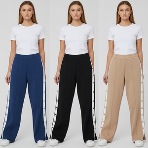 <span class=keywords><strong>Pantaloni</strong></span> Larghi da <span class=keywords><strong>Donna</strong></span> Blu Navy con <span class=keywords><strong>Bottoni</strong></span> <span class=keywords><strong>Laterali</strong></span> e Spacchi, Casual, Taglie Forti - Product Image 2