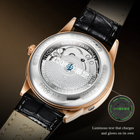Montre mécanique automatique Mark Fairwhale pour homme, squelette, affichage de la date, bracelet en cuir véritable, lumineuse, sportive FW-6066