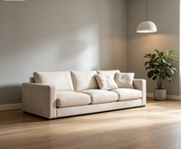 Canapé-lit convertible trois places en tissu, style nordique minimaliste, sans cadre, compressé sous vide, avec coussins décoratifs en mousse compressée