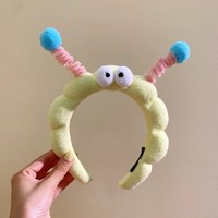 Serre-tête en peluche antidérapant personnalisable OEM, motif dessin animé mignon à grands yeux pour enfants - Accessoire de mode pour cheveux avec design fait main