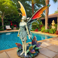 Art moderne Art populaire grandeur nature Décoration de jardin extérieur Sculpture en fibre de verre fabriquée à la main Fées en résine Artisanat en résine