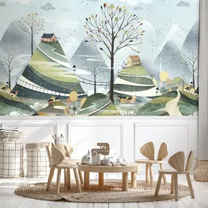 Custom Removable Fabric Eco-friendly Printing Wall Decal PVC Wallpaper Home Decoration Wall Mural Sticker For Kids Living Room