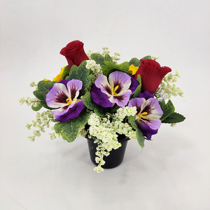 Vente en gros de <span class=keywords><strong>fleurs</strong></span> funéraires Petit pot à pensées Cimetière Pierre tombale Arrangement floral artificiel <span class=keywords><strong>Fleurs</strong></span> tombales dans un <span class=keywords><strong>vase</strong></span> - Product Image 5