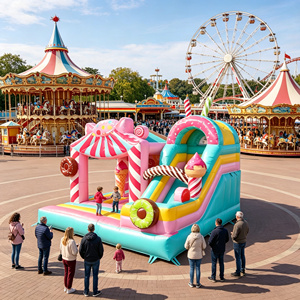 Château gonflable personnalisé en PVC pour enfants, thème bonbons et crème glacée, pour fêtes en extérieur et en intérieur, aire <span class=keywords><strong>de</strong></span> jeux gonflable - Product Image 5