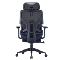 Chaise de bureau pivotante de direction à dossier haut avec appui-tête réglable, chaise ergonomique en maille avec repose-pieds