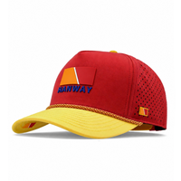 Casquettes de sport HANWAY personnalisées en PVC, 5 panneaux, respirantes, imperméables, de haute qualité, ajustables, avec trous découpés au laser, pour le golf