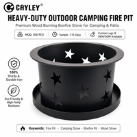 Brasero rond en fer forgé pour extérieur avec découpes étoilées, foyer à bois pour patio, jardin, camping, fête, chauffage