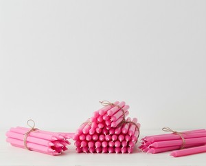 Handmade 4-Inch Pink Straight Chime Paraffin Wax Smokeless Religious Eco-Friendly 100% Natural Birthday Christmas <b>Stick</b> <b>Candles</b> - Product Image 2