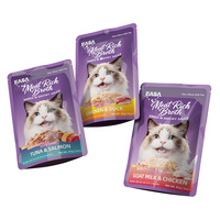 Nourriture humide pour chat en sachet, multi-saveurs, riche en protéines, facile à digérer, sans additifs, au lait de chèvre et au poulet