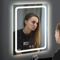 Miroir de salle de bain avec écran tactile, anti-buée, rétroéclairé, miroir LED pour salle de bain