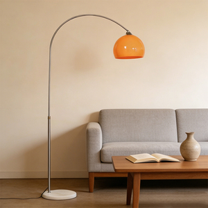 Lampe sur pied <span class=keywords><strong>Arc</strong></span> avec abat-jour <span class=keywords><strong>en</strong></span> verre orange, <span class=keywords><strong>en</strong></span> acier inoxydable, lampe sur pied incurvée pour <span class=keywords><strong>salon</strong></span>, coin lecture, décoration moderne de la maison, éclairage - Product Image 2