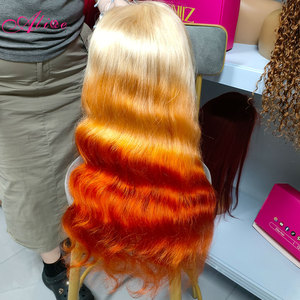 Nouvelle Collection Personnalisée Automne Perruque Frontale Cheveux Brésiliens Jaune Orange Body Wave 13x4 13x6 Perruques Lace Front Cheveux Humains pour Femmes - Product Image 2