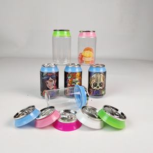 High Quality PET Juice <strong>Can</strong> <strong>with</strong> Custom Sticker for Beverage Packaging 90ml Colorful Jar Childproof Lid Candy Sugar - Product Image 2
