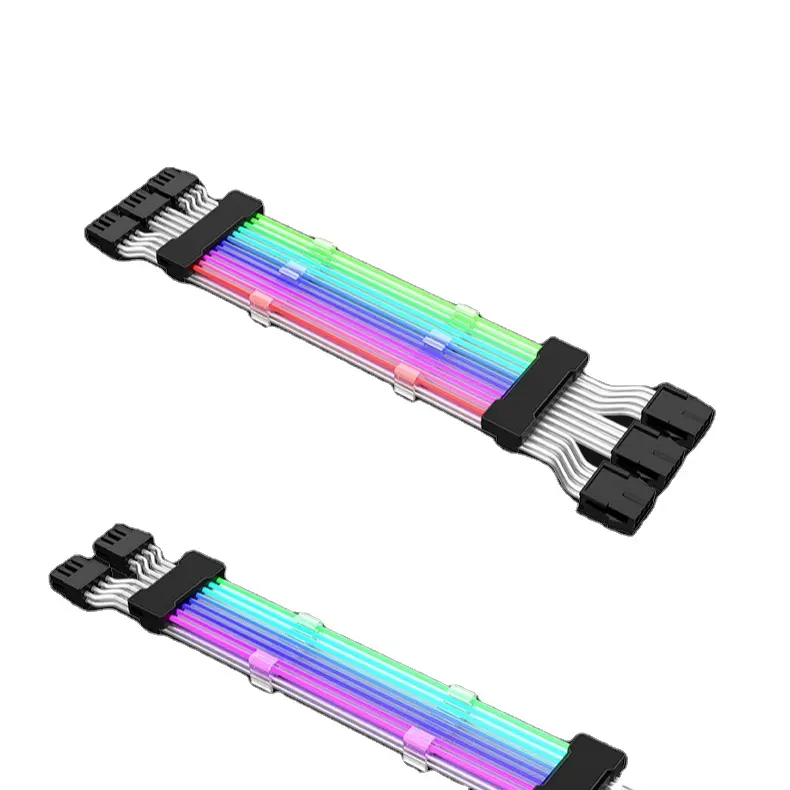 V2บวกสายต่อ RGB 24pin ยาว220มม. 120แหล่งจ่ายไฟที่กำหนดเองสาย RGB ถักสำหรับเคสเกมคอมพิวเตอร์