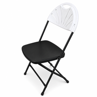 Chaise pliante en métal robuste de qualité commerciale avec dossier ventilé pour mariages, fêtes et événements, chaise de salle à manger empilable blanche et noire