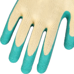 XINGYU 10G Guantes de poliéster amarillo con forro de algodón XL Tamaño Arrugas verdes Revestimiento de látex Antideslizante Seguridad en el trabajo - Product Image 3
