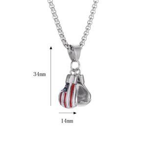 Collier pendentif gant de boxe en acier inoxydable avec design drapeau américain, bijoux de mode unisexe, cadeau - Product Image 5