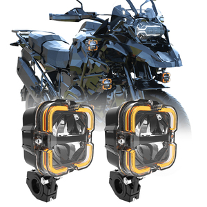 Kit d'éclairage auxiliaire <span class=keywords><strong>LED</strong></span> pour <span class=keywords><strong>moto</strong></span>, 5 modes 90W/paire, feux de route et de croisement, feux de jour DRL clignotants, feux antibrouillard, double couleur blanc ambre - Product Image 1