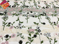 Tissu en dentelle à sequins de haute qualité, vente en gros, tissu brodé en maille française, élégant motif floral 3D, dentelle en tulle pour la haute couture