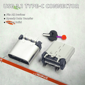 <b>USB</b> Type-C 24pin Female Vertical Connector 8.8H Silicone SMT <b>Socket</b> Model 21-2 - Product Image 2