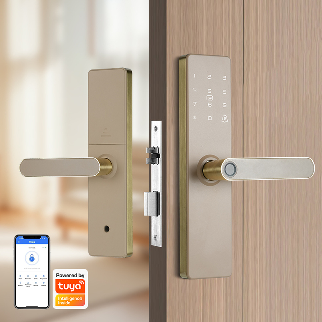 Hot Selling Black Gold Fingerprint Password Digital Intelligent Lock Tuya Wifi Smart Home Door Lock Smart Electronic Lock