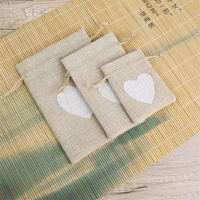 10 pièces coton lin toile de jute sac coeur Jute cordon bonbons cadeaux emballage sacs pour mariage fête d'anniversaire décor bijoux pochettes