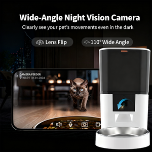 เครื่องให้อาหารสัตว์เลี้ยงอัตโนมัติ ทนทาน ควบคุมผ่านแอพ พร้อมกล้องวิดีโอ แบตเตอรี่ในตัว สำหรับใช้ภายในอาคาร - Product Image 3