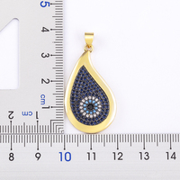 Collier QIKU au design créatif en forme de goutte d'eau, motif œil en cristal bleu, design original, bijoux en cuivre et zircon, cadeau pour femme et fille
