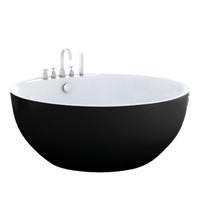 Baignoire autoportante ronde en acrylique blanc au design moderne avec accessoire de vidange pour salle de bain