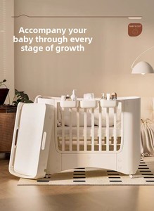 7-in-1 Multifunctional Baby Crib with <b>Wheels</b> Adjustable Height Changing <b>Table</b> Playpen Bedside Crib <b>for</b> Newborn to 3 Years Home - Product Image 5