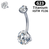 Anneau de nombril double cœur en titane G23 F136, best-seller, avec zircon et denture interne, pour femme