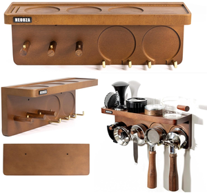 Soporte de Madera Multiusos <span class=keywords><strong>para</strong></span> Accesorios de Espresso: Estante de Almacenamiento <span class=keywords><strong>para</strong></span> Tamper, Distribuidor y Portafiltro de Café - Product Image 1