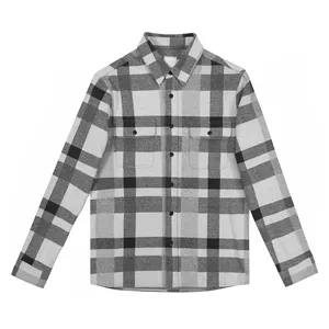 Metro Custom Mens Long Sleeve Shirts Plus Size Blank Plaid Designer Casual Cotton Flannel Shirts