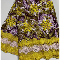 Tissu en Coton Ciré Africain Original Batik Doré Tricoté avec Dentelle Pagne Hollandais pour Sacs, Rideaux et Vêtements pour Garçons