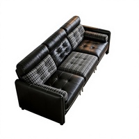 Modernes Luxus 3-Sitzer Ledersofa Kariertes Polstersofa Komfortables Wohnzimmermöbel für Zuhause Hotel Villa Apartment Set