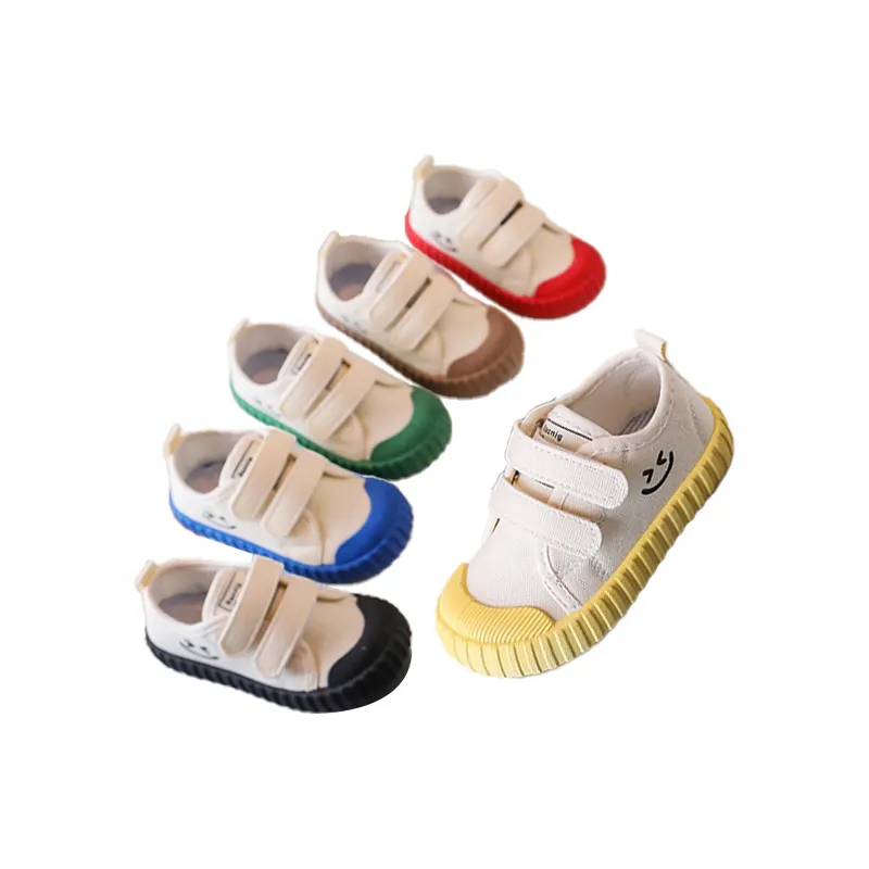 2024 Kinder Leinwand-Schuhe Neues Lächeln-Design Jugend Leinwand-Schuhe solide Farbe günstige Schuhe Kinder-Leinwand-Schuhe