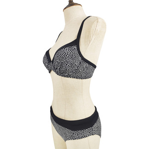 <span class=keywords><strong>Maillot</strong></span> <span class=keywords><strong>de</strong></span> <span class=keywords><strong>bain</strong></span> <span class=keywords><strong>de</strong></span> plage personnalisé à pois blancs pour femmes, ensemble bikini deux pièces avec haut à nœud papillon et <span class=keywords><strong>bas</strong></span> triangle, bretelles réglables - Product Image 4