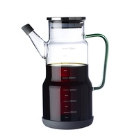 Pot à Huile et Vinaigre en Verre Soufflé à la Main, Moderne, Transparent, Épaissi, Personnalisable avec Logo, Compatible Micro-ondes, pour Cuisine et Camping, en Acier Inoxydable