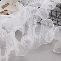 Renda Organza Lipit 4.3 Inci 11cm dengan Rantai Manik Tembaga, untuk Pakaian Lolita, Tas, Bunga & Kerajinan DIY