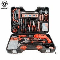 YUTUO personnalisé tournevis marteau pince matériel ensemble d'outils fil 220V robuste outil électrique forets impact perceuse boîte combo kit