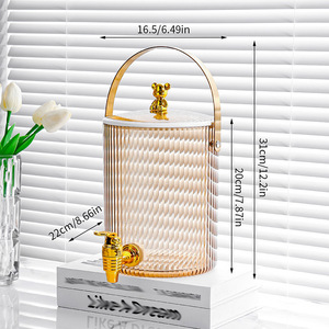 Carafe à eau froide avec robinet, 3,5 L, couleur ambre, distributeur de boissons rond pour usage domestique - Product Image 4