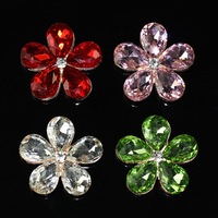 Kancing Bunga Rhinestone Ukuran Campur Stok Tersedia Kancing Bunga Kristal Paduan Logam untuk Dekorasi Pakaian Aksesoris Pakaian DIY