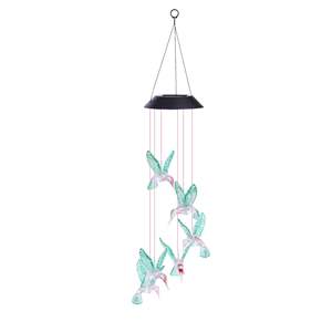 Carillon solaire LED Db Hummingbird, ornement de jardin en plastique, décoration suspendue pour extérieur, thème oiseau, finition brillante - Product Image 1