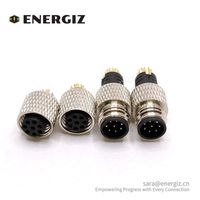 Connecteur circulaire mâle droit EnerGiz Electronics IP67 étanche à 8 broches M8 pour le moulage de câbles automobiles